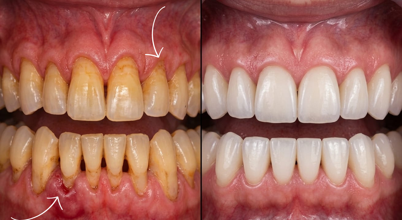 Antes e depois - saúde gengival